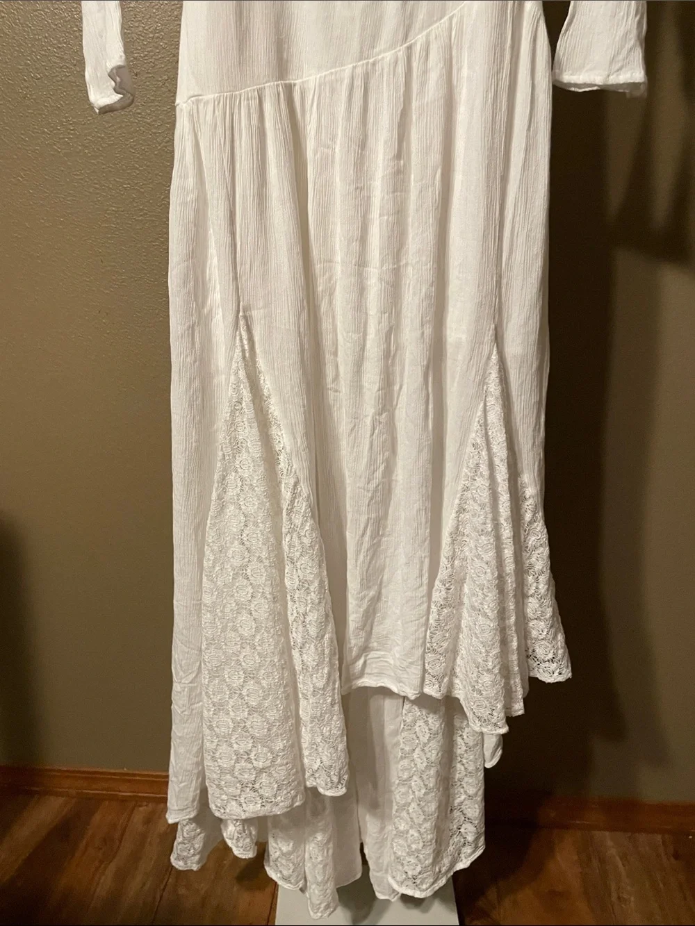 NWY Free People Ivory Open-Back Maxi Dress with Lace Panels - Picture 6 of 10